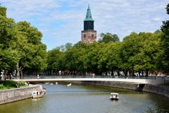 Banks of Aurajoki river in Turku, Finland