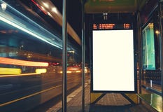 Banner Advertising Is At The Bus Stop Royalty Free Stock Photo Banner Advertising Is At The Bus Stop Royalty Free Stock Photo
