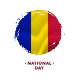 Banner of affiche van Nationale de Dagviering van Andorra Golvende vlag van Andorra, de achtergrond van de borstelslag Vector ill royalty-vrije illustratie Banner of affiche van Nationale de Dagviering van Andorra Golvende vlag van Andorra, de achtergrond van de borstelslag Vector ill royalty-vrije illustratie