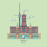 Banner van de stad van Berlijn in lijn in stijl Reis Berlin Icon Toeristische attracties in hoofdstad van Duitsland vector illustratie Banner van de stad van Berlijn in lijn in stijl Reis Berlin Icon Toeristische attracties in hoofdstad van Duitsland vector illustratie