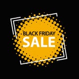 Bannière de cadre de vente de Black Friday - rétro illustration de vecteur dans le style tramé - d'isolement sur le fond noir illustration stock Bannière de cadre de vente de Black Friday - rétro illustration de vecteur dans le style tramé - d'isolement sur le fond noir illustration stock