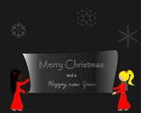 Bannière de Joyeux Noël tenue par deux filles illustration de vecteur Bannière de Joyeux Noël tenue par deux filles illustration de vecteur