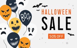 Bannière de Web de vente de Halloween avec des ballons illustration libre de droits Bannière de Web de vente de Halloween avec des ballons illustration libre de droits