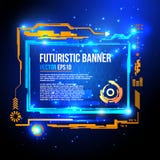 Bannière futuriste de la science fiction, fond de technologie, interface, HUD, vecteur illustration libre de droits Bannière futuriste de la science fiction, fond de technologie, interface, HUD, vecteur illustration libre de droits