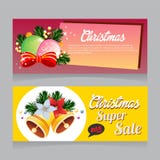 Bannière superbe de vente de Noël avec le vecteur de décoration de cloche illustration stock Bannière superbe de vente de Noël avec le vecteur de décoration de cloche illustration stock