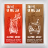 Bannières de vecteur réglées avec les cocktails tirés par la main illustration libre de droits Bannières de vecteur réglées avec les cocktails tirés par la main illustration libre de droits
