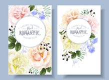 Bannières florales de vintage de vecteur avec des roses de jardin illustration libre de droits Bannières florales de vintage de vecteur avec des roses de jardin illustration libre de droits