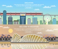 Bannières plates du voyage culturel 2 de Singapour illustration stock Bannières plates du voyage culturel 2 de Singapour illustration stock