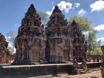 Banteay Srei Cambodja Angkor Wat Big Angkor Temples, fotografering för bildbyråer Banteay Srei Cambodja Angkor Wat Big Angkor Temples, fotografering för bildbyråer