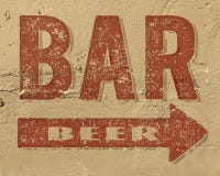 Bar Beer Sign on side of building painted stock photo Bar Beer Sign on side of building painted stock photo