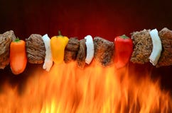 Barbecue Kabob Over Hot Fire Royalty Free Stock Photos