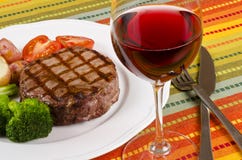 Barbecued Beef Steak And A Glass Of Red Wine 5 Stock Photography Barbecued Beef Steak And A Glass Of Red Wine 5 Stock Photography