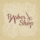 Barber shop vector vintage label, badge, or emblem on vintage background Royalty Free Stock Photo Barber shop vector vintage label, badge, or emblem on vintage background Royalty Free Stock Photo
