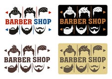 Barbershop Logo with four options in modern style. Idea of interface with a choice of hairstyles and beards. For Label, Badge, Sig vector illustration Barbershop Logo with four options in modern style. Idea of interface with a choice of hairstyles and beards. For Label, Badge, Sig vector illustration