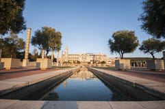 Barcelona, España - septiembre de 2016 área olímpica y el estadio Olímpico, parque Montjuic, Barcelona, España Foto de archivo libre de regalías Barcelona, España - septiembre de 2016 área olímpica y el estadio Olímpico, parque Montjuic, Barcelona, España Foto de archivo libre de regalías