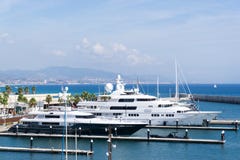 Image of the maritime port of the Forum with the yacht Titania and others