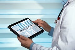Bariatrist with a Obesity diagnosis of patient in digital medical report stock photo Bariatrist with a Obesity diagnosis of patient in digital medical report stock photo