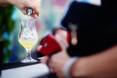 Barman préparant le cocktail pour des invités images stock Barman préparant le cocktail pour des invités images stock