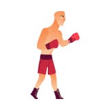 Barn skallig Caucasian manlig boxare i boxninghandskar royaltyfri illustrationer Barn skallig Caucasian manlig boxare i boxninghandskar royaltyfri illustrationer