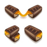 Barra de chocolate com o caramelo isolado no vetor branco ilustração stock Barra de chocolate com o caramelo isolado no vetor branco ilustração stock