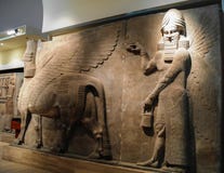 Bas of human-headed winged bull statues aka lamassu - 31-10-2011 Baghdad, Iraq Royalty Free Stock Image Bas of human-headed winged bull statues aka lamassu - 31-10-2011 Baghdad, Iraq Royalty Free Stock Image