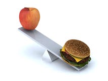 Bascule avec la pomme et l'hamburger illustration de vecteur Bascule avec la pomme et l'hamburger illustration de vecteur