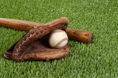 Baseball bat with glove and ball Royalty Free Stock Photography Baseball bat with glove and ball Royalty Free Stock Photography
