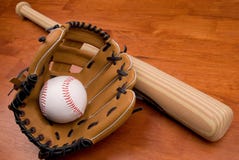 Baseballschläger, Handschuh und Kugel