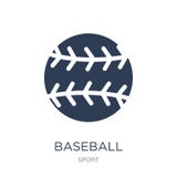 Baseballsymbol Moderiktig plan vektorbaseballsymbol på den vita backgroen royaltyfri illustrationer Baseballsymbol Moderiktig plan vektorbaseballsymbol på den vita backgroen royaltyfri illustrationer