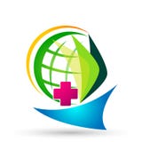 Globe world Boat medical ship sun sea water wave logo icon vector illustrations on white background royalty free illustration Globe world Boat medical ship sun sea water wave logo icon vector illustrations on white background royalty free illustration
