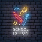 Back to school themed neon sign stock illustration Back to school themed neon sign stock illustration