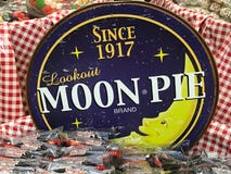 Basket of Moon Pies for Sale at a General Store royalty free stock photo Basket of Moon Pies for Sale at a General Store royalty free stock photo