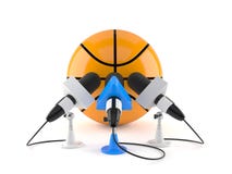 Basketball ball with interview microphones royalty free illustration Basketball ball with interview microphones royalty free illustration