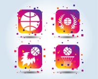 Basketball icons. Ball with basket and fireball. royalty free illustration Basketball icons. Ball with basket and fireball. royalty free illustration