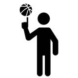 Basketball-Spieler-spinnender Ball mit dem Finger vektor abbildung Basketball-Spieler-spinnender Ball mit dem Finger vektor abbildung