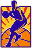 Basketball-Spieler-tröpfelnde Kugel Retro lizenzfreie abbildung Basketball-Spieler-tröpfelnde Kugel Retro lizenzfreie abbildung