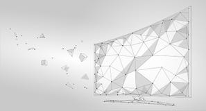 Basse poly vidéo intelligente d'écran de TV Affichage de bureau de technologie de réalité virtuelle polygonale le futur a relié l illustration stock Basse poly vidéo intelligente d'écran de TV Affichage de bureau de technologie de réalité virtuelle polygonale le futur a relié l illustration stock