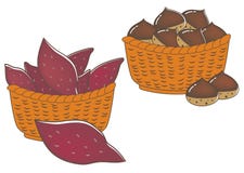 Bataten en kastanjes - de Herfstvoedsel royalty-vrije illustratie Bataten en kastanjes - de Herfstvoedsel royalty-vrije illustratie