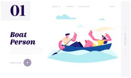 Bateau de flottement de jeunes couples heureux Homme ramant l'eau avec la palette, châle de prise de fille Vacances d'été, temps illustration de vecteur Bateau de flottement de jeunes couples heureux Homme ramant l'eau avec la palette, châle de prise de fille Vacances d'été, temps illustration de vecteur