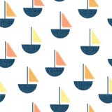 Bateaux sans couture de modèle de vecteur Voiliers de texture d'impression d'écran de cru bleus, orange, jaune de corail sur le f illustration stock Bateaux sans couture de modèle de vecteur Voiliers de texture d'impression d'écran de cru bleus, orange, jaune de corail sur le f illustration stock