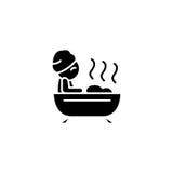Bath relaxation black icon concept. Bath relaxation flat vector symbol, sign, illustration. stock illustration Bath relaxation black icon concept. Bath relaxation flat vector symbol, sign, illustration. stock illustration