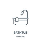 bathtub icon vector from furniture collection. Thin line bathtub outline icon vector illustration. Linear symbol for use on web vector illustration bathtub icon vector from furniture collection. Thin line bathtub outline icon vector illustration. Linear symbol for use on web vector illustration