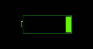 Battery Charging Animation. Loading Progress Bar with Red and Green Colors  on Black Screen Stock Footage - Video of accumulator, electronic: 183823016