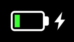 Battery icon charging loop illustrated cartoon animation