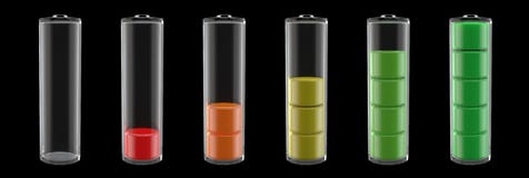Battery Level from 0% to 100% Royalty Free Stock Images Battery Level from 0% to 100% Royalty Free Stock Images