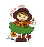 Bauernmädchen, Kindert-shirt Druck stock abbildung Bauernmädchen, Kindert-shirt Druck stock abbildung