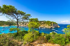 Baía da costa da Espanha de Majorca Mallorca dos portais Vells imagens de stock royalty free Baía da costa da Espanha de Majorca Mallorca dos portais Vells imagens de stock royalty free