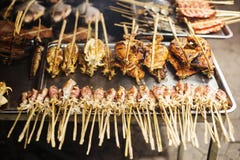 Bbq-asiatet grillade tioarmade bläckfisken i kepmarknaden Kambodja fotografering för bildbyråer Bbq-asiatet grillade tioarmade bläckfisken i kepmarknaden Kambodja fotografering för bildbyråer