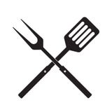 Bbq- eller gallerhjälpmedelsymbol Korsad grillfestgaffel med spateln Vektor Illustrationer Bbq- eller gallerhjälpmedelsymbol Korsad grillfestgaffel med spateln Vektor Illustrationer