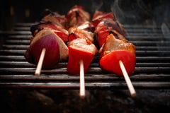 BBQ. Grilled chicken and vegetables Royalty Free Stock Photography BBQ. Grilled chicken and vegetables Royalty Free Stock Photography